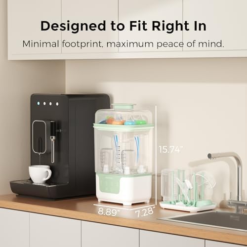 Momcozy space saving sterilizer interior with drying rack