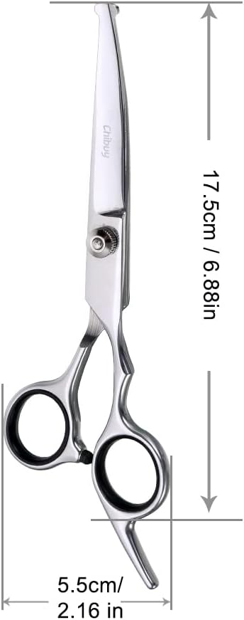 Chi-Buy safe round tip dog scissors being used to trim sensitive face areas.