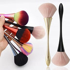 2Pcs Nail Dust Brush Acrylic Brush Cleaner Nail Brushes for Cleaning Dust Dip Powder Brush Large Makeup Brush Blush Brush Nail Clean Up Brush Manicure Brush Nail Art Tools (Gold+Black) - Image 3