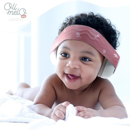 Side profile of Oli-Melo infant ear defenders showing the adjustable headband.