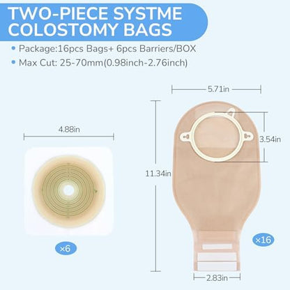 Heagimed 2 piece stoma care system with cut to fit skin barrier wafer up to 70mm