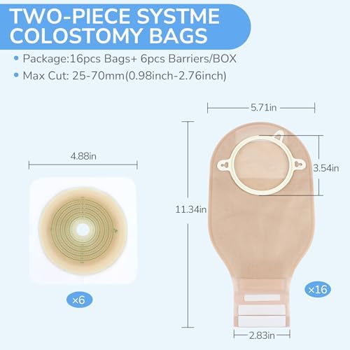 Heagimed 2 piece stoma care system with cut to fit skin barrier wafer up to 70mm