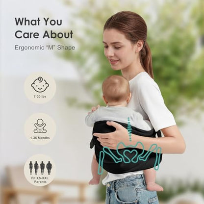 Shiaon toddler hip carrier being used by a parent for side carrying position.