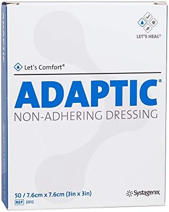 Adaptic Three By Three Inch Non Adhering Petrolatum Emulsion Fabric Dressings Package Showing Product Details