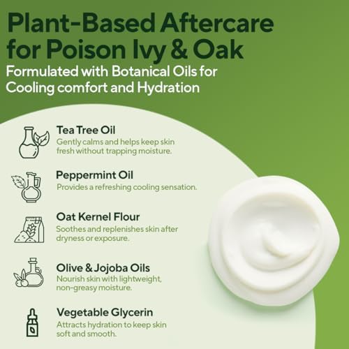 Plant based skin recovery lotion with tea tree and peppermint oil for itchy skin.