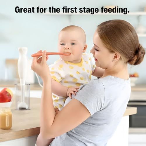 Side profile of the ergonomic handle of PandaEar baby led weaning utensils.
