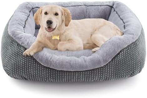 INVENHO Medium Dog Beds for Medium Dogs Washable, Rectangle Dog Bed Medium Size Dog, Orthopedic Dog Bed, Warming Soft Calming Sleeping Puppy Bed Durable Pet Bed with Anti-Slip Bottom M(30"x24"x9") - Image 2