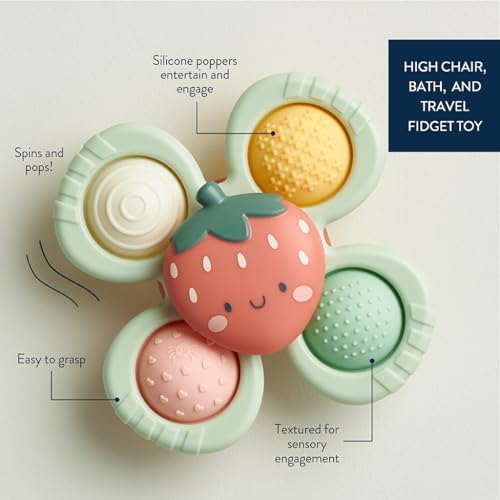 Close up view of the textured silicone bubbles on the Itzy Ritzy Pop And Whirl sensory toy for fine motor skill training.