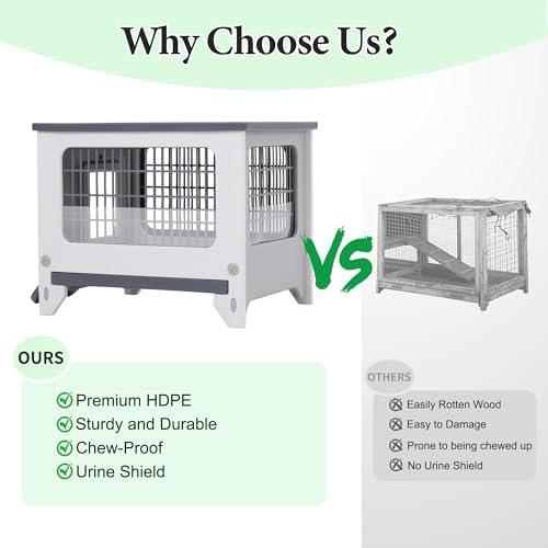 Rabbit Hutch Outdoor Indoor Plastic Waterproof Bunny Cage Enclosure Chew-Proof Rabbit House Guinea Pig Cage Pet House for Small Animals, One Room - Image 3