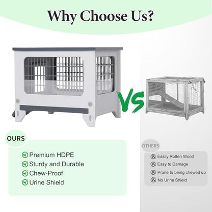 Rabbit Hutch Outdoor Indoor Plastic Waterproof Bunny Cage Enclosure Chew-Proof Rabbit House Guinea Pig Cage Pet House for Small Animals, One Room - Image 3