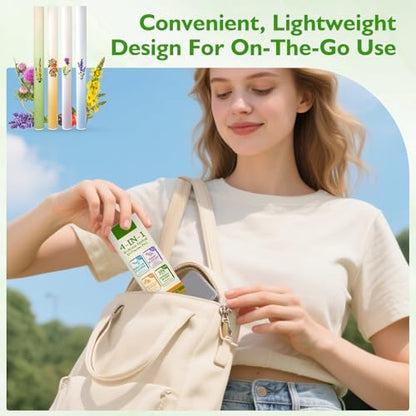 Pure Botanicals portable plant-based diffuser pens arranged neatly to display compact lightweight pocket size dimensions