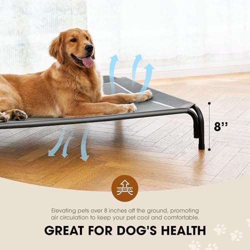 Czpalo Outdoor Elevated Dog Bed for Large Sized Dogs, No-Tool Assembly. | Raised design promotes airflow. Tool-free assembly, easy-to-clean mesh, portable, with anti-skid feet. Indoor/outdoor use. - Image 4
