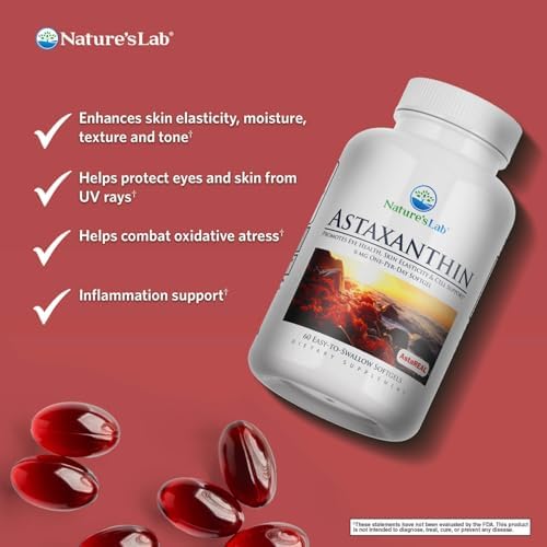 Nature's Lab astaxanthin antioxidant softgels label details and dosage information