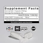 Con-Cret 90 count capsule bottle back label details