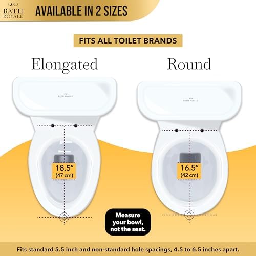 Bath Royale slow close elongated toilet seat showing the quick release hinges for easy cleaning