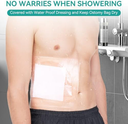 Transparent adhesive bandage with non-stick center for stoma protection