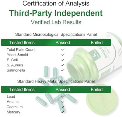 JulyDeer Quercetin 400 mg capsule size and serving information visual display