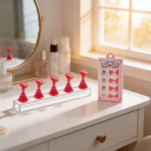 Nail art practice stand with transparent base and magnetic holders