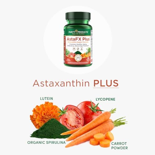 Purity Products AstaFX Plus vegetarian capsule count size and safety seal display