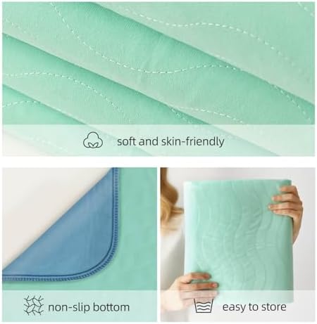 ForosiaLYFE absorbent underpads 4 pack laid flat on a queen size mattress.