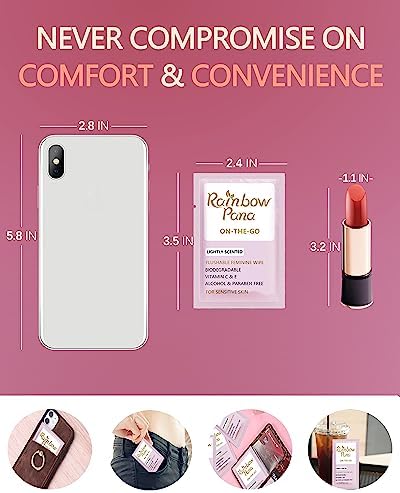 Rainbow Pana pH balanced intimate cleansing wipes for travel and office use.