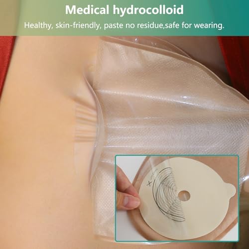 Vlookup ostomy supplies close up view of the secure hook and loop drainable closure mechanism