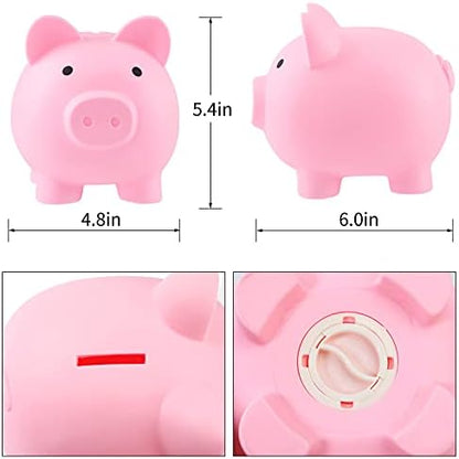 GADIEDIE pig money box showing the convenient bottom plastic screw plug for easy currency retrieval