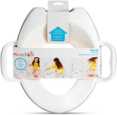 Munchkin durable plastic toddler training seat emphasizing the easy grip safety handles.