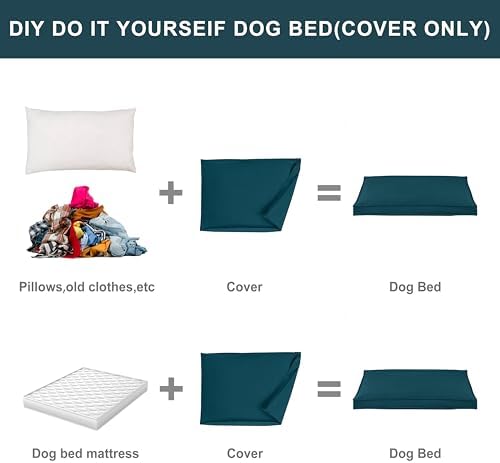 Venessco cyan pet bed cover showing the empty interior ready for DIY blanket stuffing.