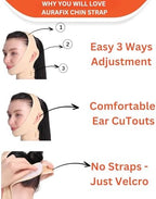 Medical-grade neck and chin compression garment in beige for surgery recovery.