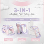 Side view of the adjustable toddler toilet trainer showing the non-slip safety handles and wide steps.