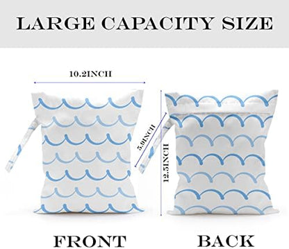 Minimalist blue line art design on wet dry storage bag