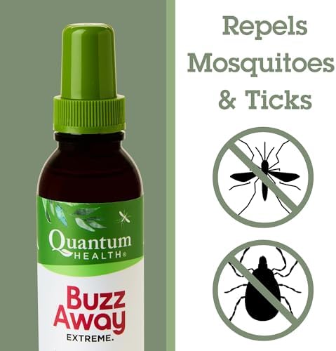 Quantum Buzz Away Extreme essential oil bug repellent spray ingredients panel