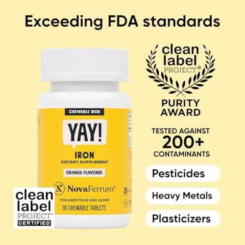 NovaFerrum Yay 18 mg iron chewable tablets orange flavor supplement label