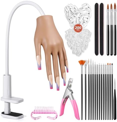 Aluroice practice hand for acrylic nails on a table mount