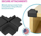 KidKusion black foam corner protector applied to wooden furniture edge