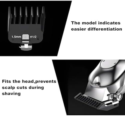 Oreutkd replacement clipper guards two piece set displaying the secure snap mechanism for professional styling.