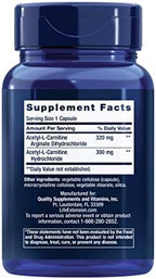 Life Extension Acetyl-L-Carnitine Arginate back label supplement facts