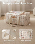Quilted floral diaper caddy by Blissful Diary side view with handles