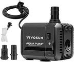 Vivosun fountain pump side view displaying adjustable flow control dial