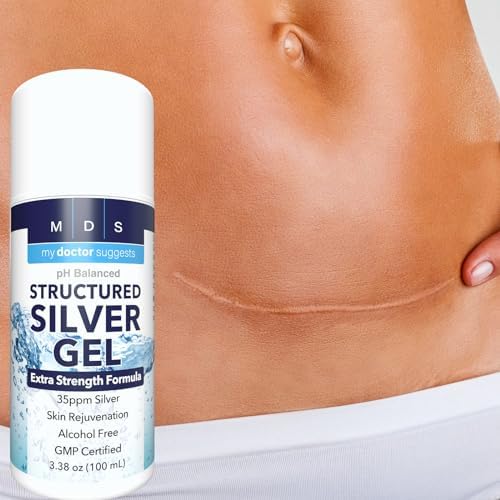 Extra strength thirty five parts per million silver gel container highlighting key ingredients.