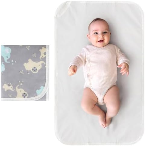 Accmor travel baby mat unfolded on a surface displaying the waterproof cotton material