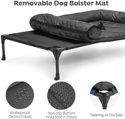 Veehoo Cooling Elevated Dog Bed Add Removable Waterproof Bolster Cushion Mat, Raised Pet Cot with Breathable Teslin Mesh, No-Slip Feet, Dog Couch Bed for Indoor Outdoor, 42x30inches, Black, CWC2331B - Image 5