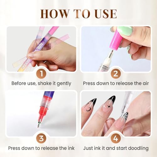 Twelve piece nail art marker set with fine tips