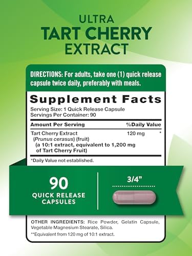 Nature's Truth Tart Cherry supplement label ingredient details