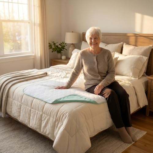NOVA washable incontinence mattress protector displaying green waterproof vinyl backing