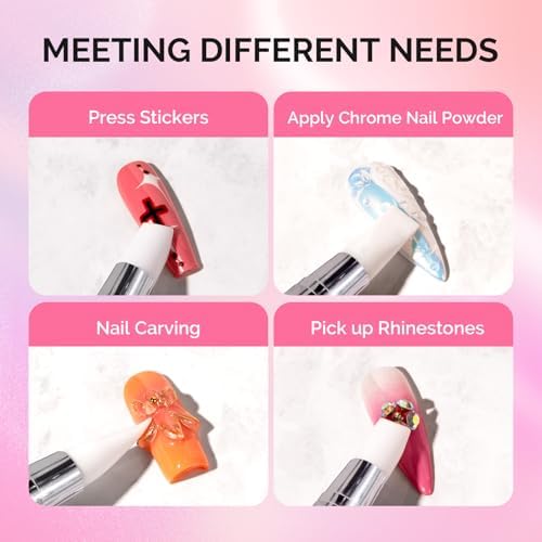 MelodySusie nail art brushes with colorful rhinestone handles