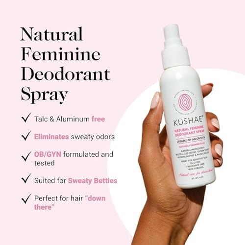 Kushae OB/GYN formulated fragrance free feminine spray for odor control