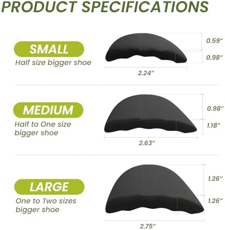 Black foam toe inserts for women's high heels and flats