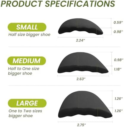 Black foam toe inserts for women's high heels and flats